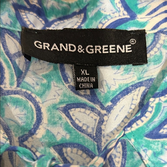 Grand & Greene Blue and White Floral Blouse - Picture 2 of 4